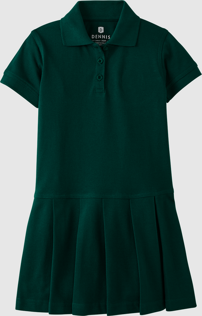 Pleated Piqué Polo Dress