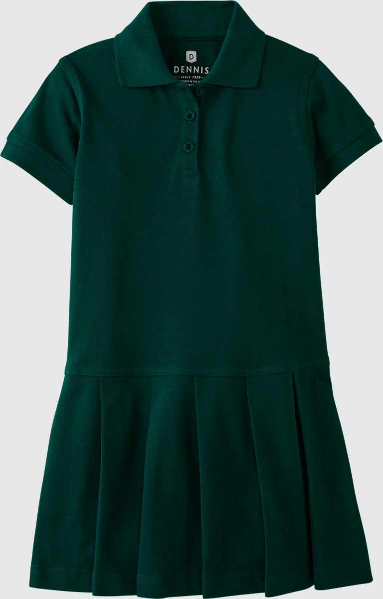 Pleated Piqué Polo Dress