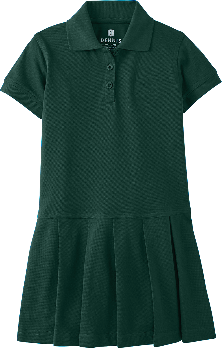 Pleated Piqué Polo Dress