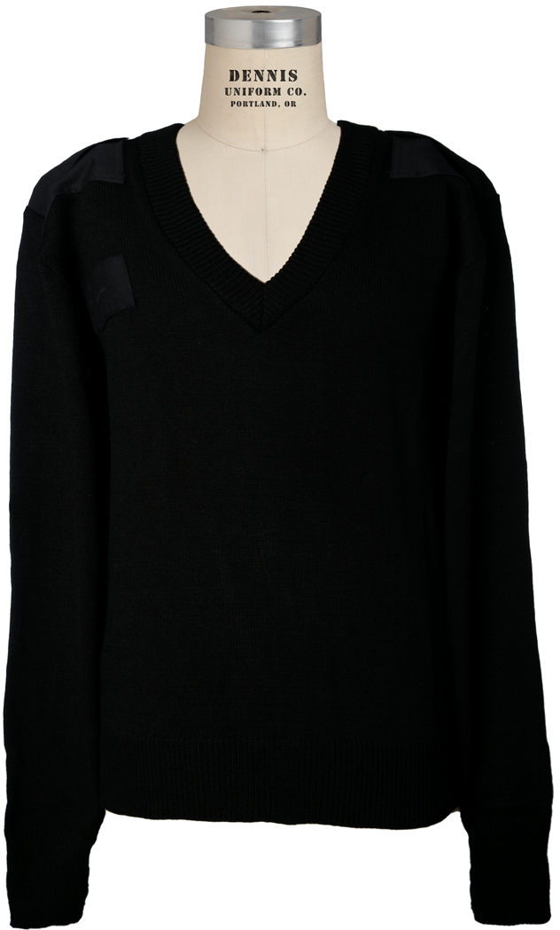 V-Neck Pullover Sweater with Epaulettes