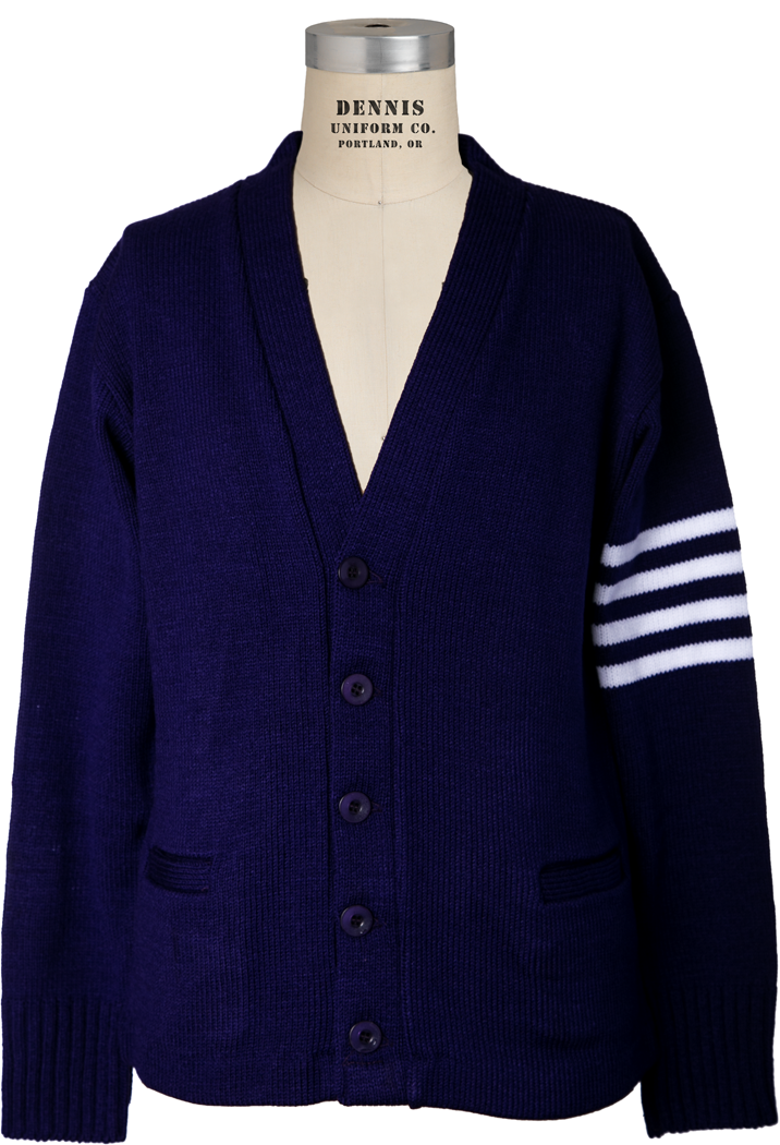 V-Neck Cardigan with Arm Stripes