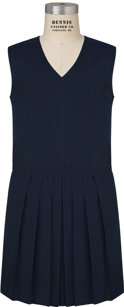 V-Neck Drop Waist Pleated Jumper