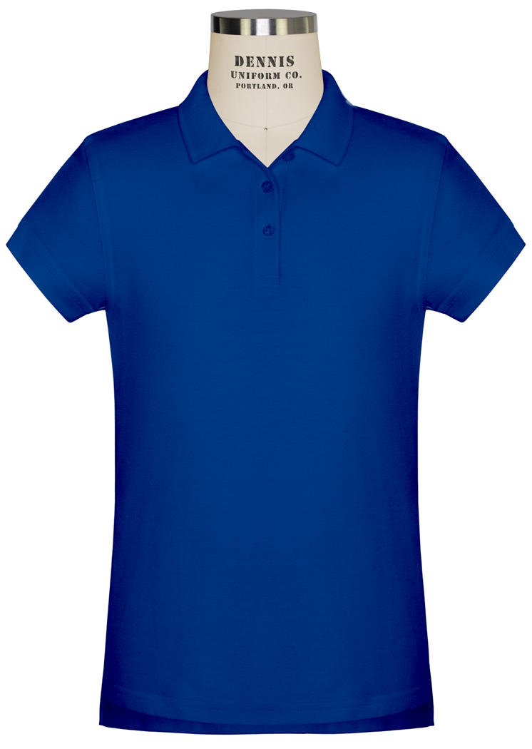 Deep Royal Short Sleeve Feminine Fit Pique Polo with School logo