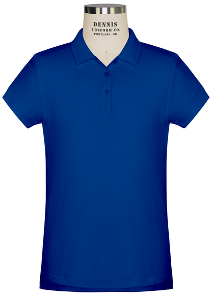 Deep Royal Short Sleeve Feminine Fit Pique Polo with School logo