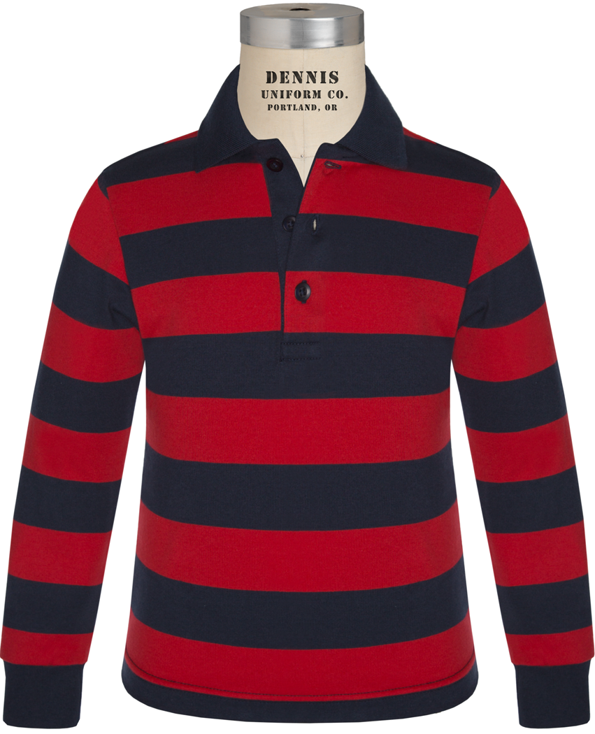 Long Sleeve Striped Jersey Polo