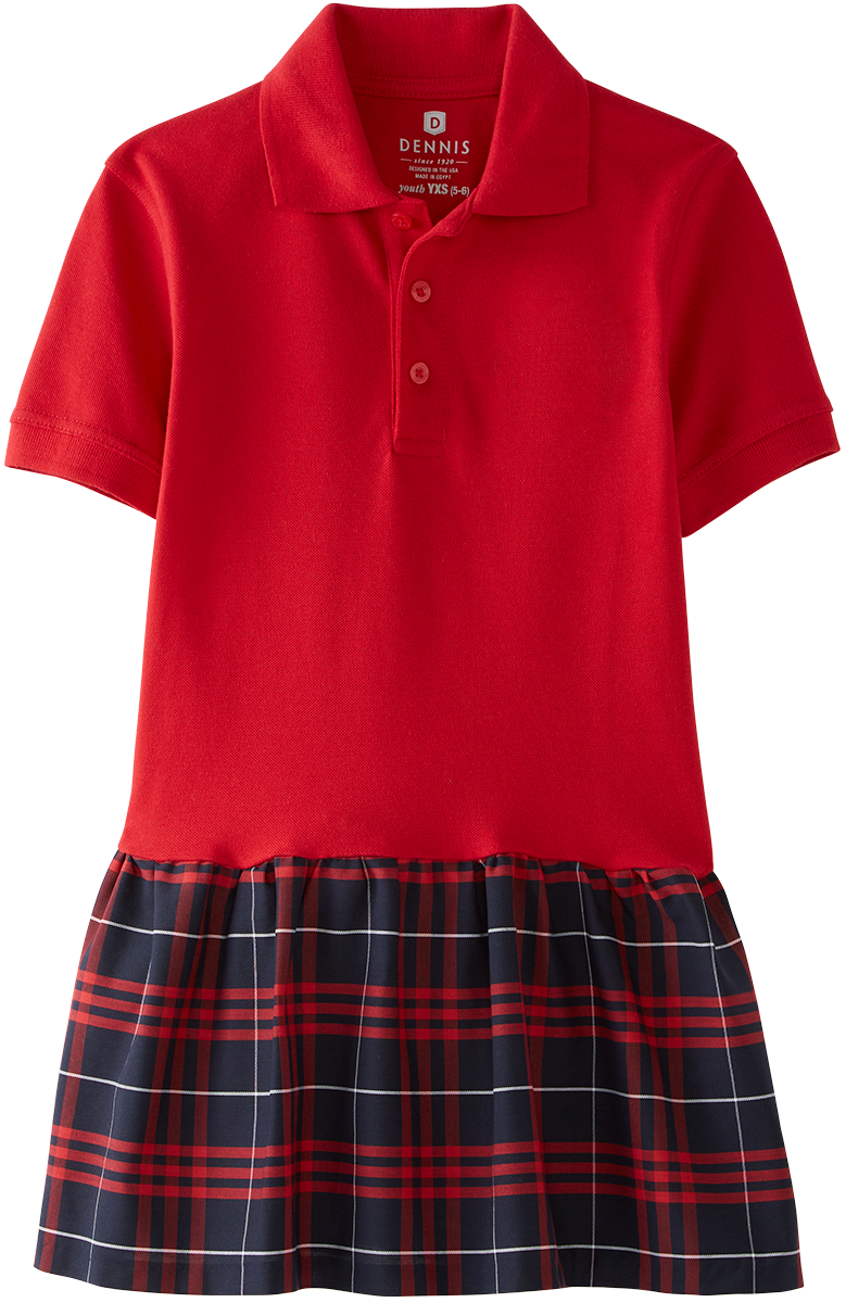 Short Sleeve Plaid Bottom Polo Dress