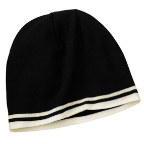 Fine Knit Skull Cap w/Stripes