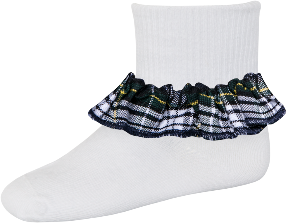 Plaid Trim Single Cuff Socks