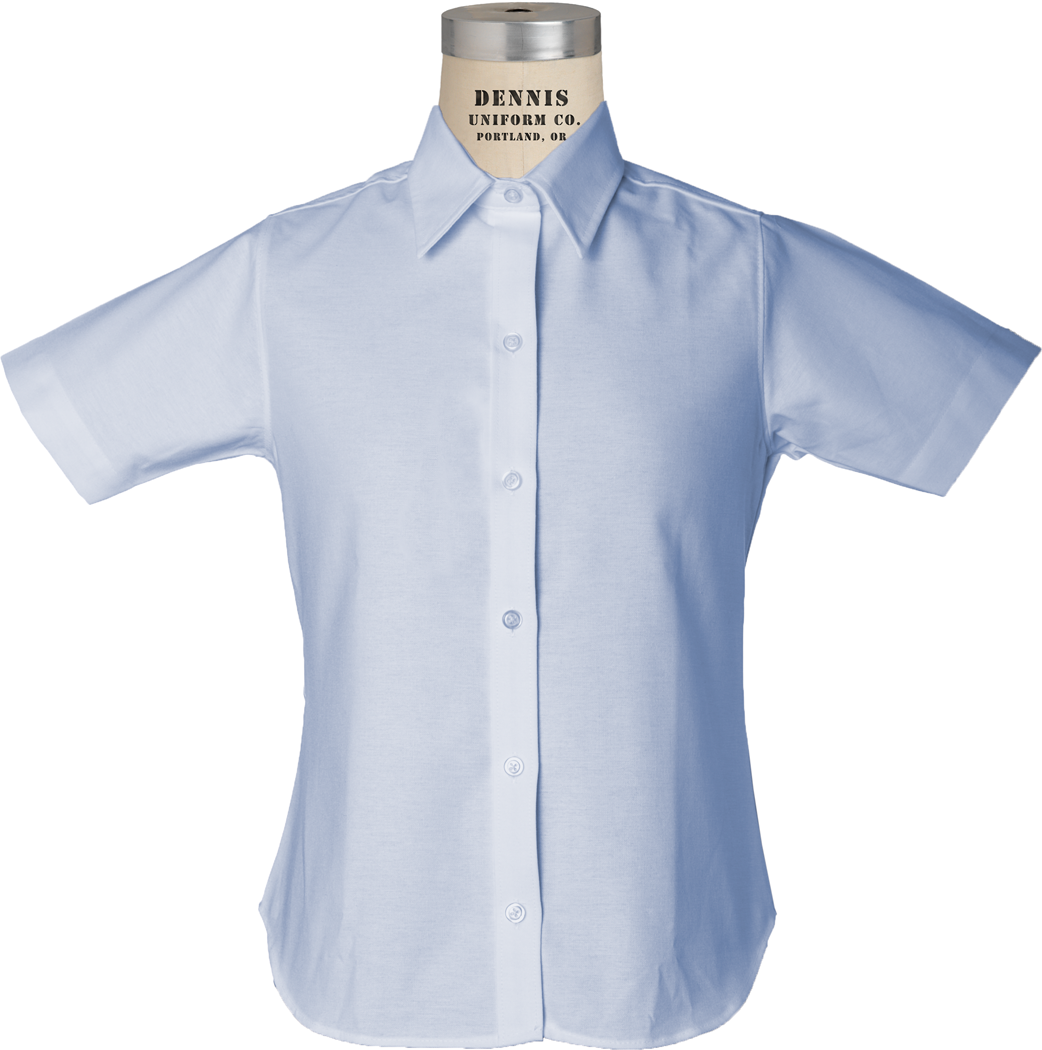 Short Sleeve Fitted Oxford Blouse