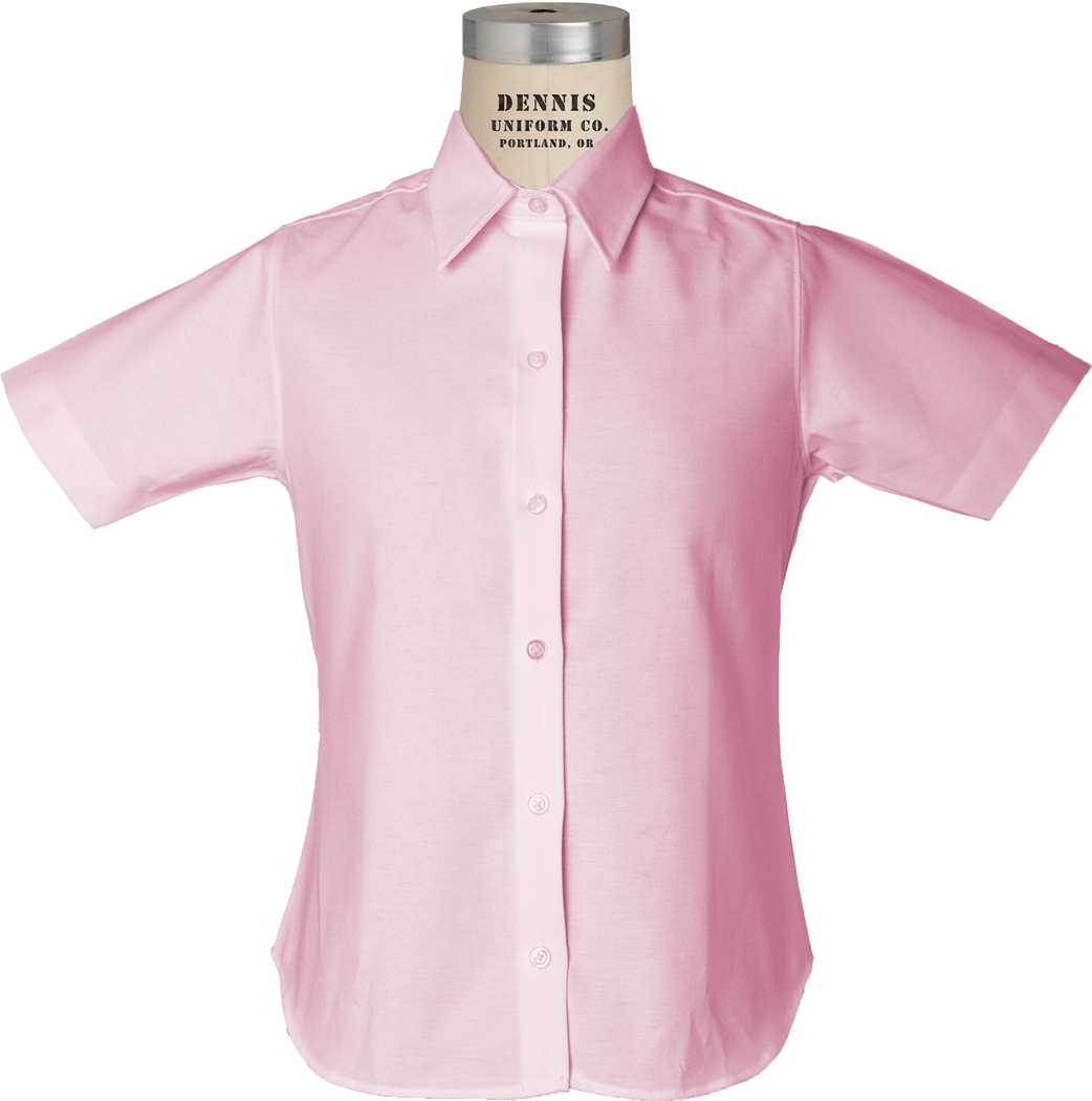 Short Sleeve Fitted Oxford Blouse