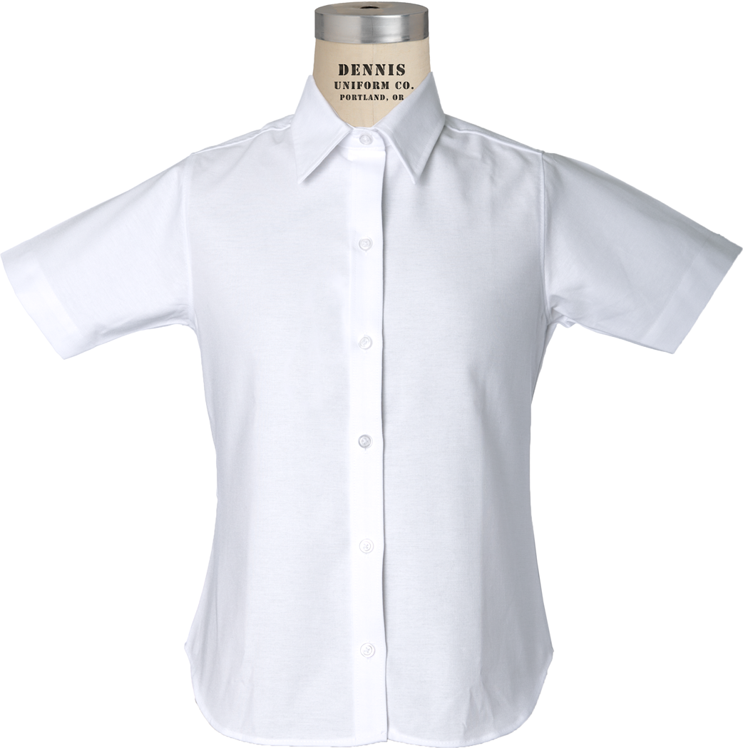 Short Sleeve Fitted Oxford Blouse