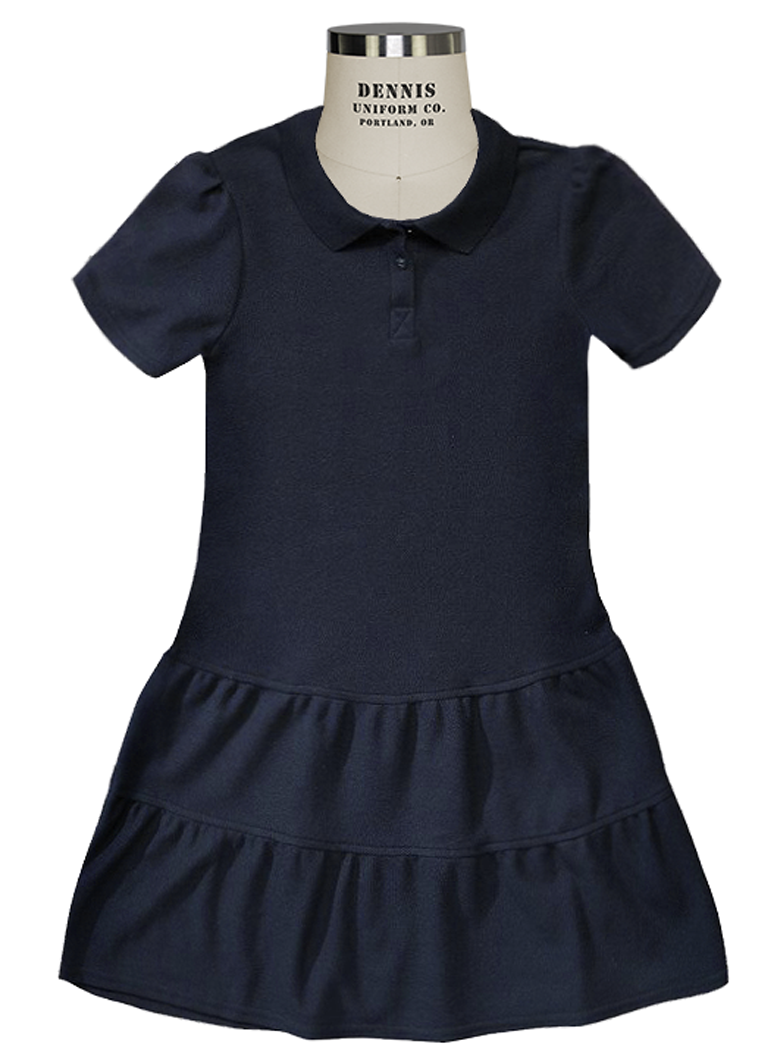 Short Sleeve Pique Ruffle Polo Dress