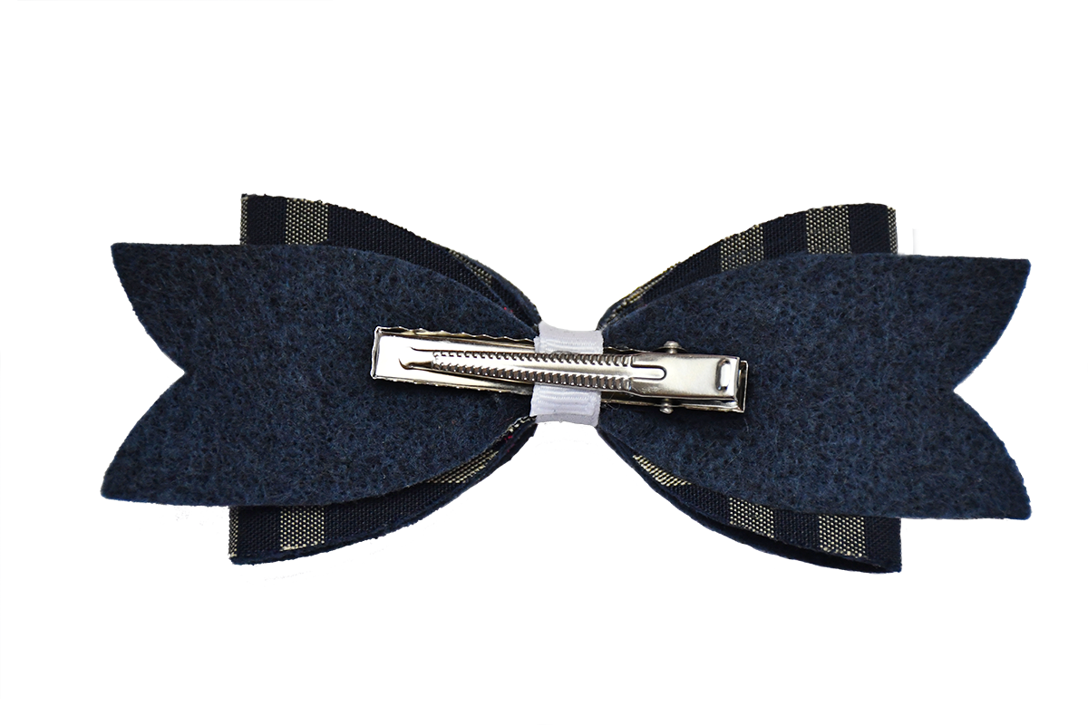 Raw Edge Plaid Barrette Hair Bow