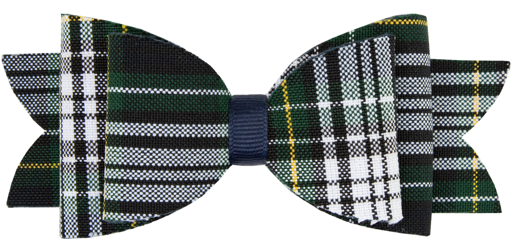 Raw Edge Plaid Barrette Hair Bow